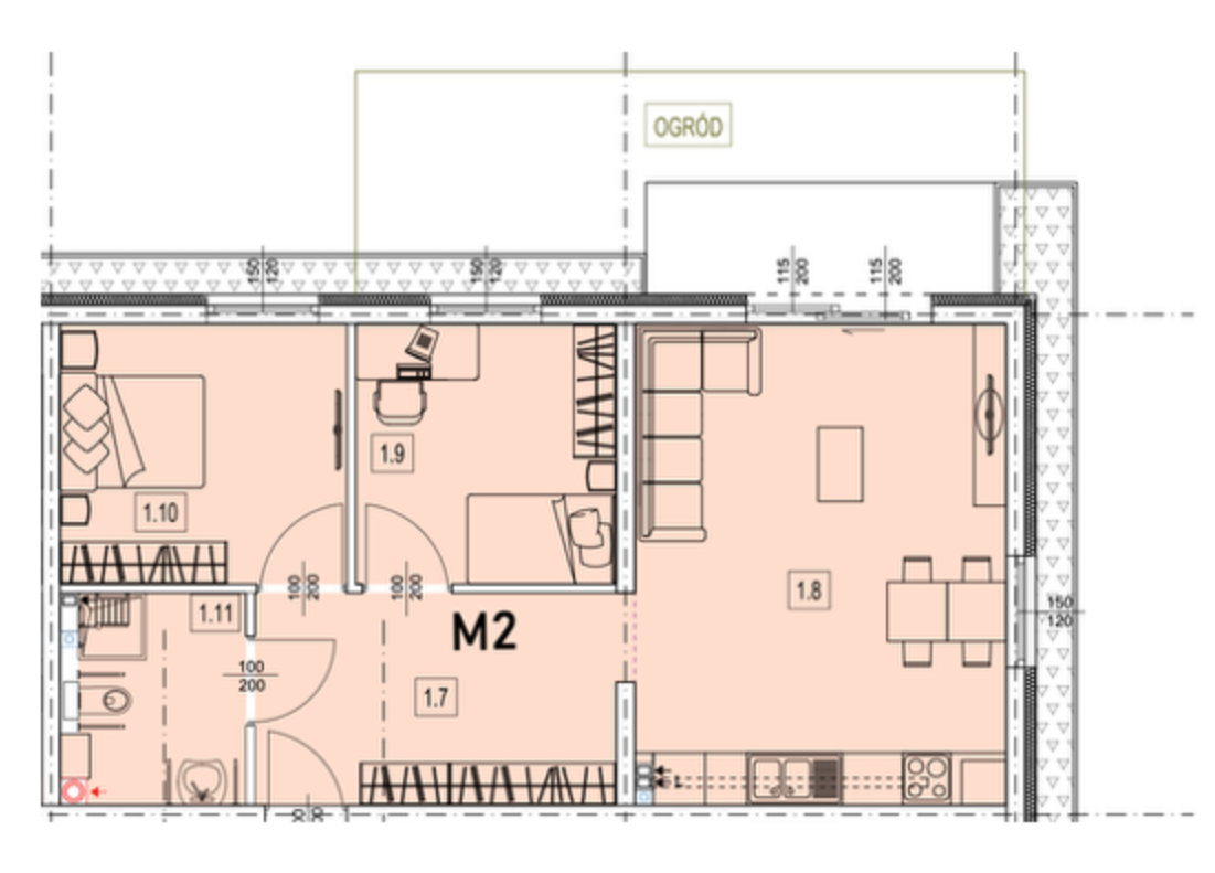 Rzut mieszkania M2
